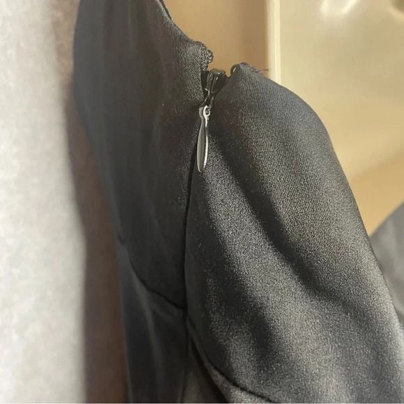 BCBGMaxAzria Black Satin Goth Punk Dark Romantic Empire Waist Halter Maxi Dress - Picture 4 of 7